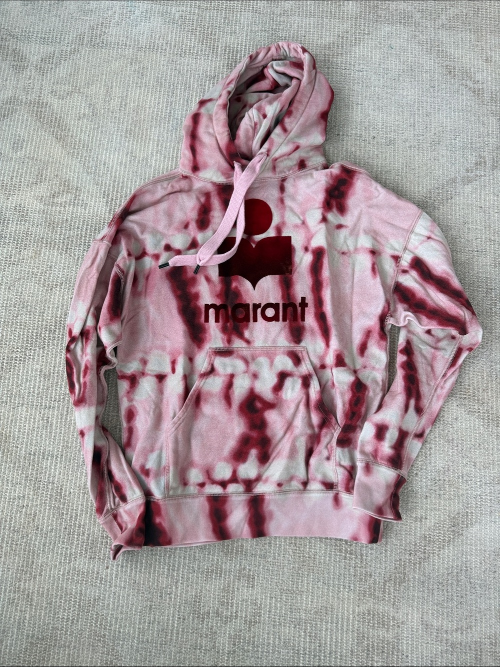 Isabel Marant Pink & Burgundy Tie-Dye Logo Hoodie